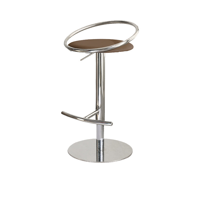 Glam Leather Bar Stool Metal Base Counter Stool for Living Room