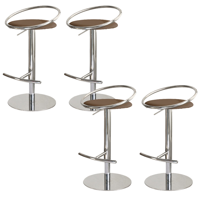 Glam Leather Bar Stool Metal Base Counter Stool for Living Room