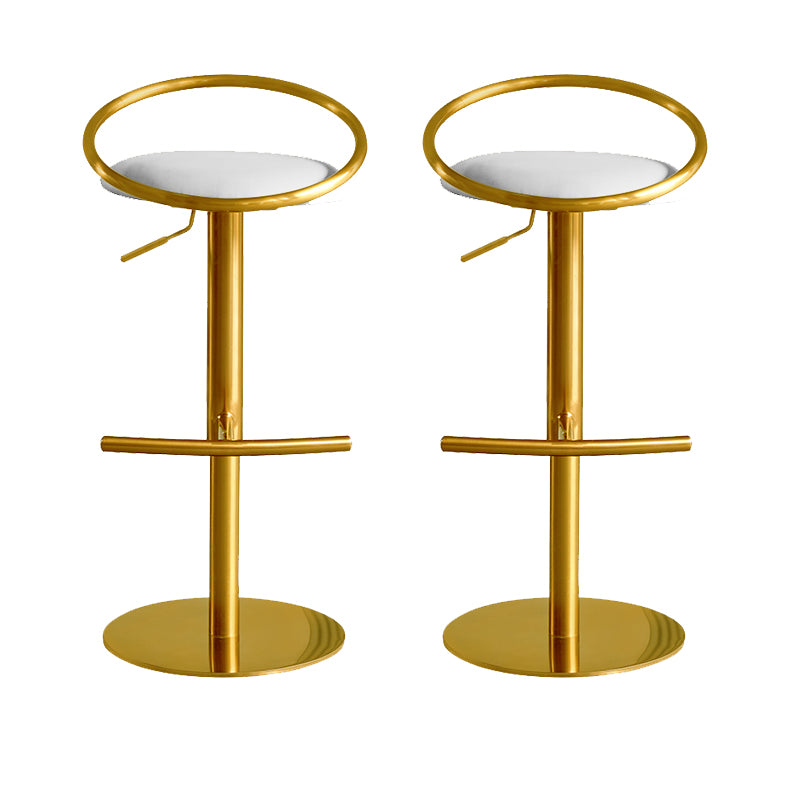 Glam Leather Bar Stool Metal Base Counter Stool for Living Room