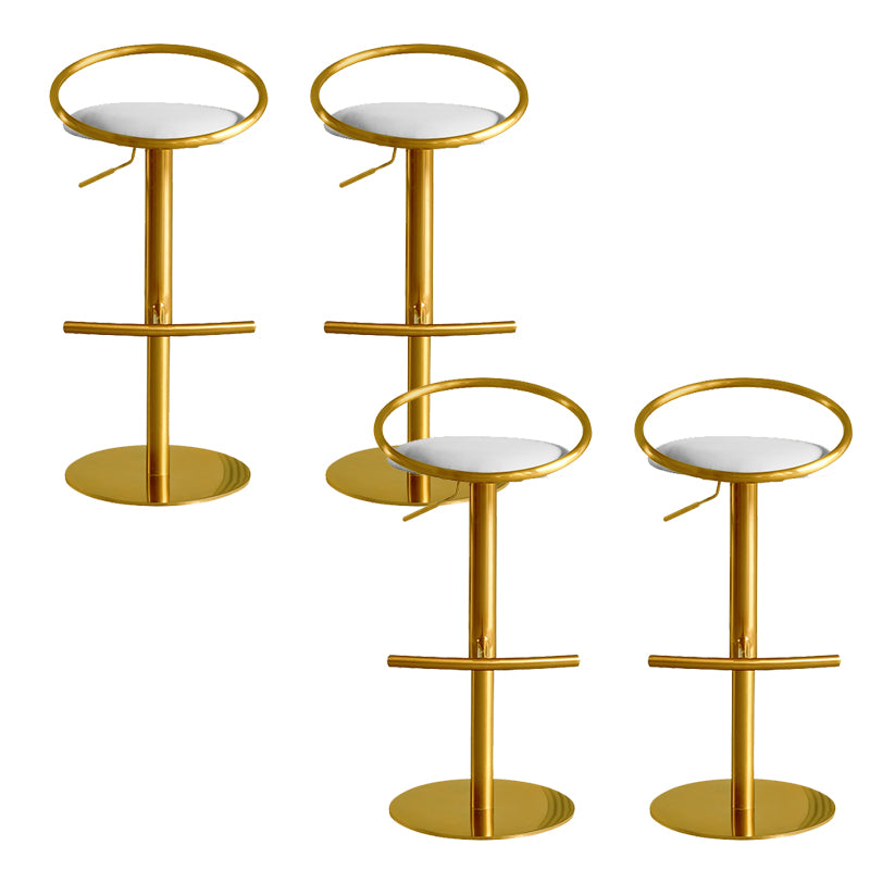 Glam Leather Bar Stool Metal Base Counter Stool for Living Room