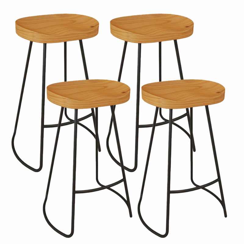 Contemporary Solid Wood Barstool Armless Bar Stool with Footrest