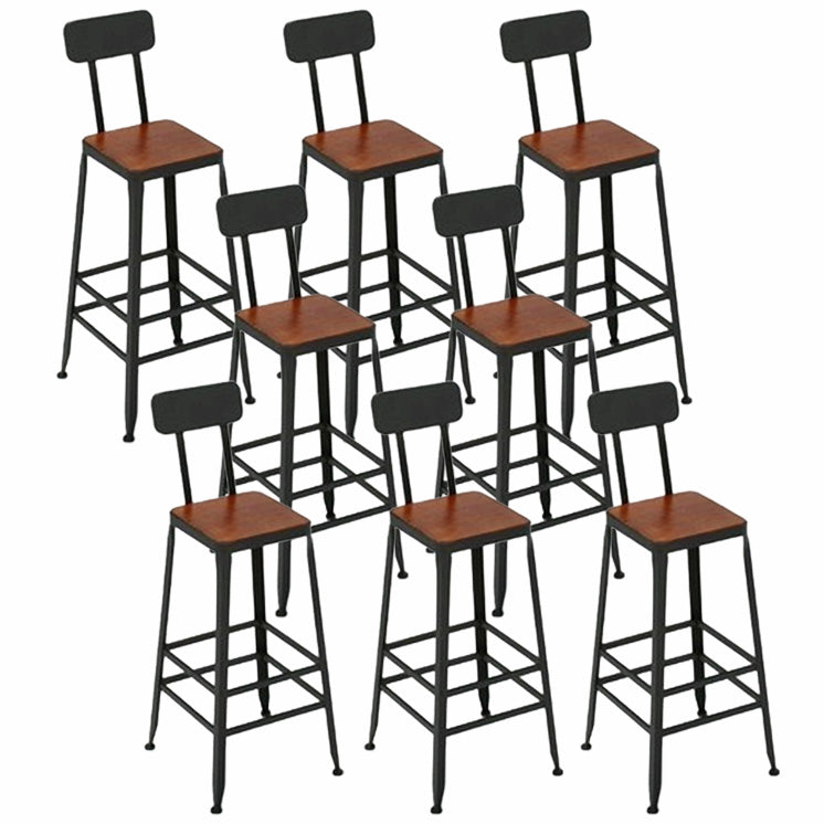 Contemporary Solid Wood Barstool Armless Bar Stool with Footrest