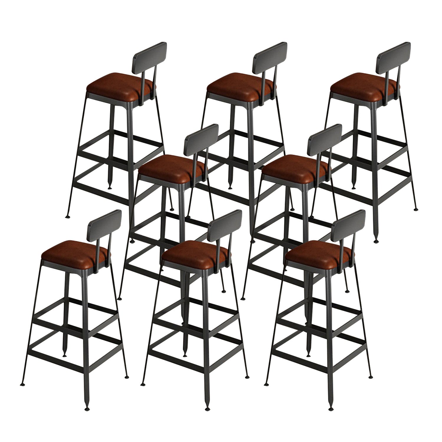 Contemporary Wood Barstools Armless Bar Stool with Metal Legs
