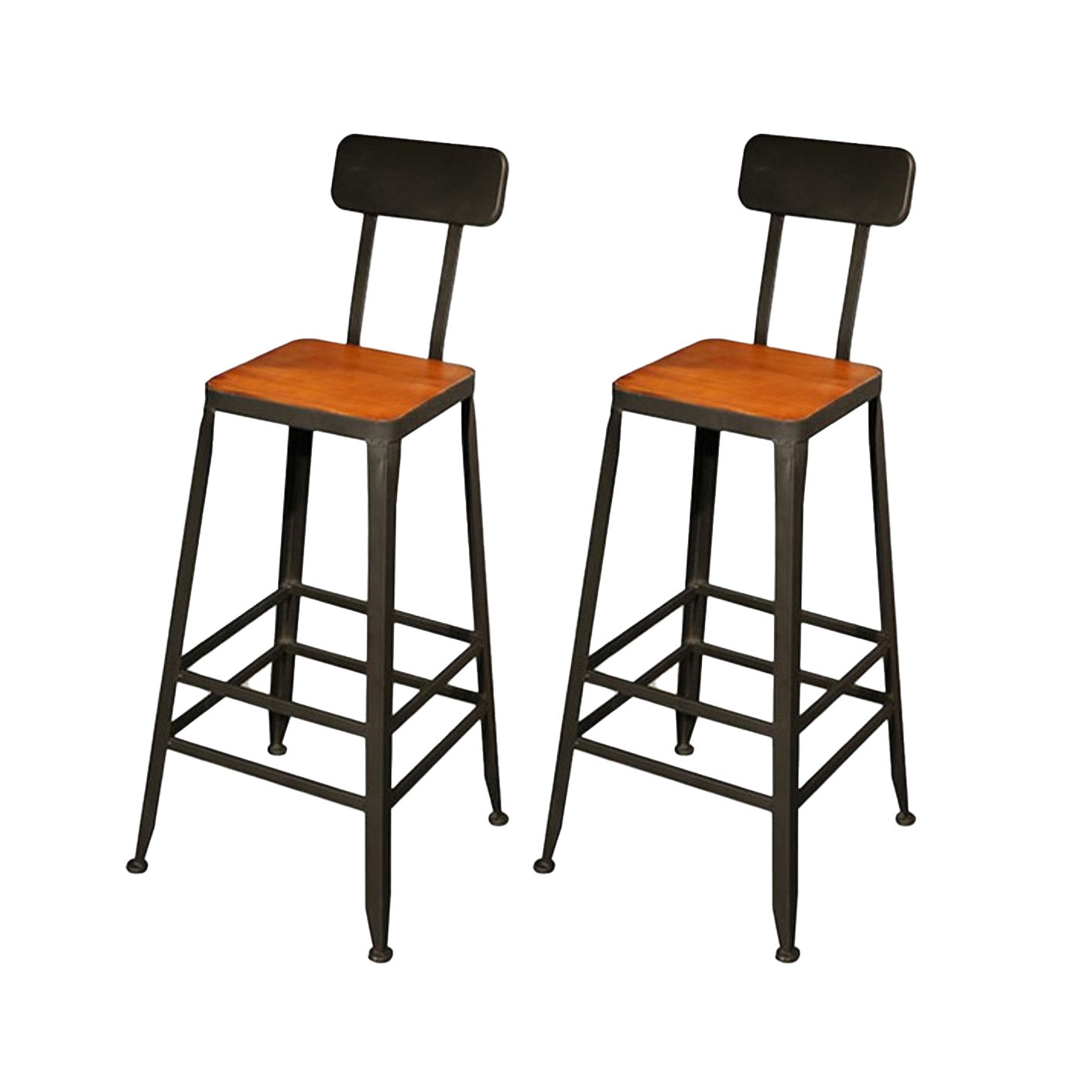 Contemporary Wood Barstools Armless Bar Stool with Metal Legs