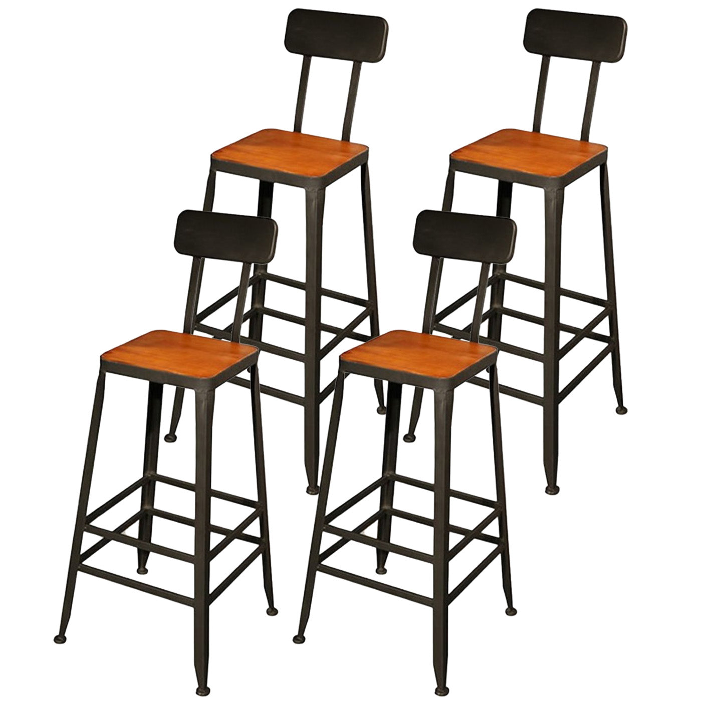 Contemporary Wood Barstools Armless Bar Stool with Metal Legs