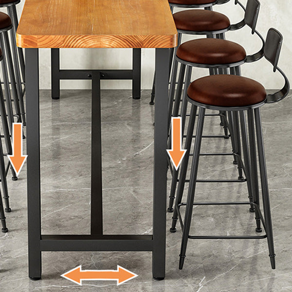 Contemporary Wood Barstools Armless Bar Stool with Metal Legs