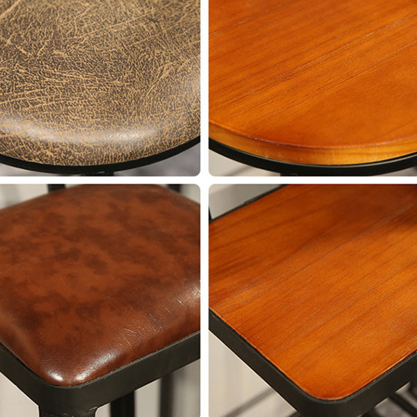 Contemporary Wood Barstools Armless Bar Stool with Metal Legs