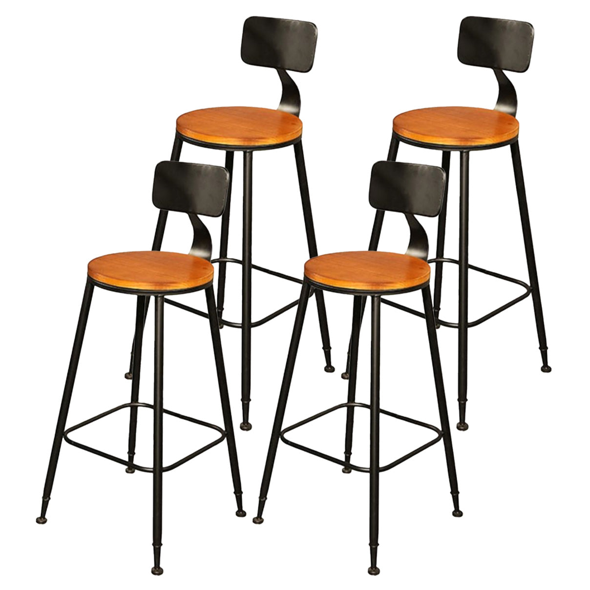 Contemporary Wood Barstools Armless Bar Stool with Metal Legs