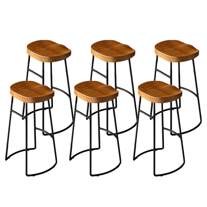 Contemporary Wood Barstools Armless Bar Stool with Metal Legs