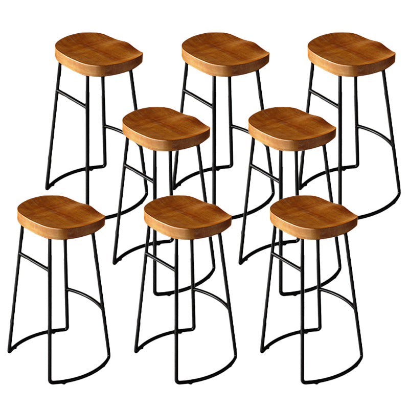Contemporary Wood Barstools Armless Bar Stool with Metal Legs