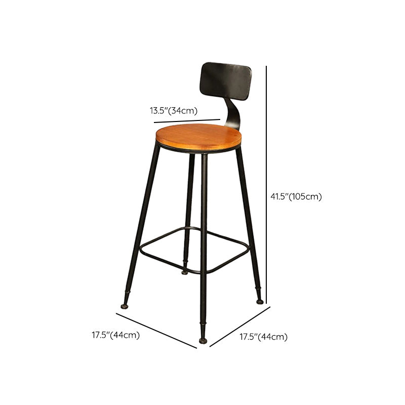 Contemporary Wood Barstools Armless Bar Stool with Metal Legs