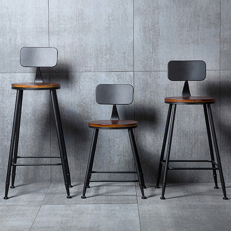 Contemporary Metal Dining Stools Round Bar Stools with Footrest