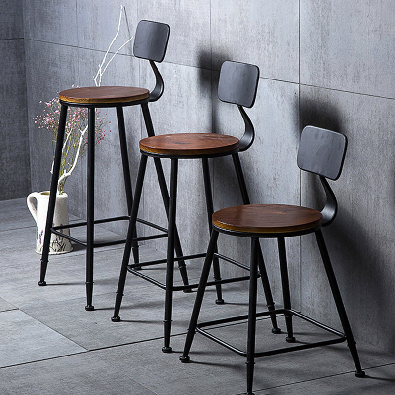 Contemporary Metal Dining Stools Round Bar Stools with Footrest