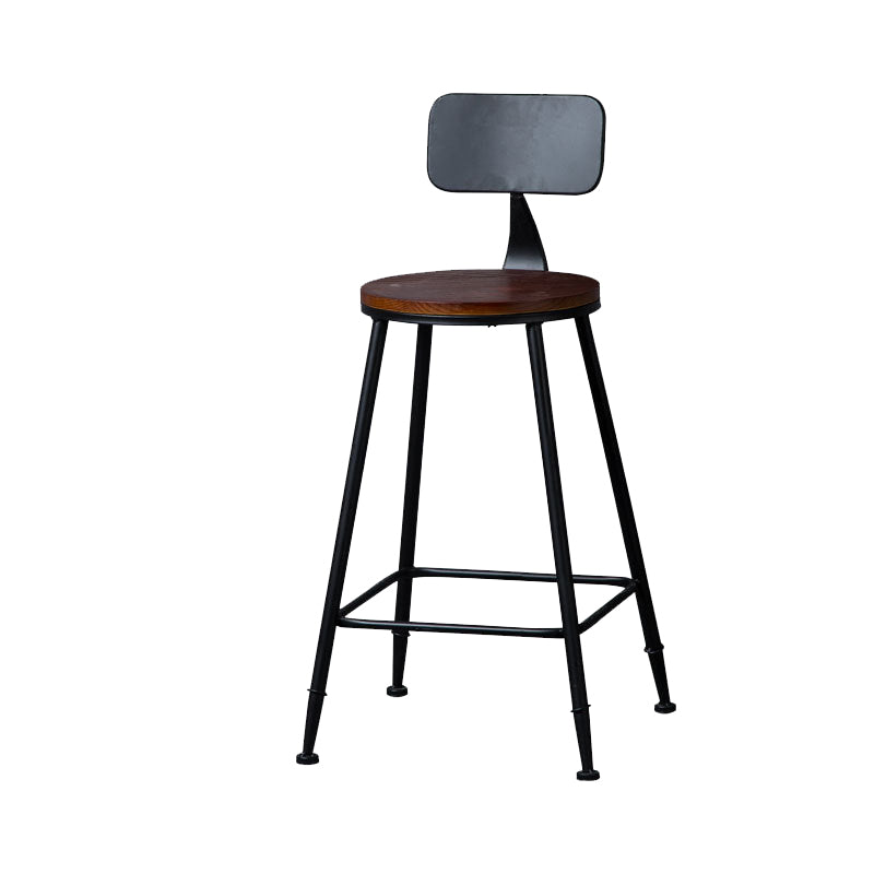 Contemporary Metal Dining Stools Round Bar Stools with Footrest