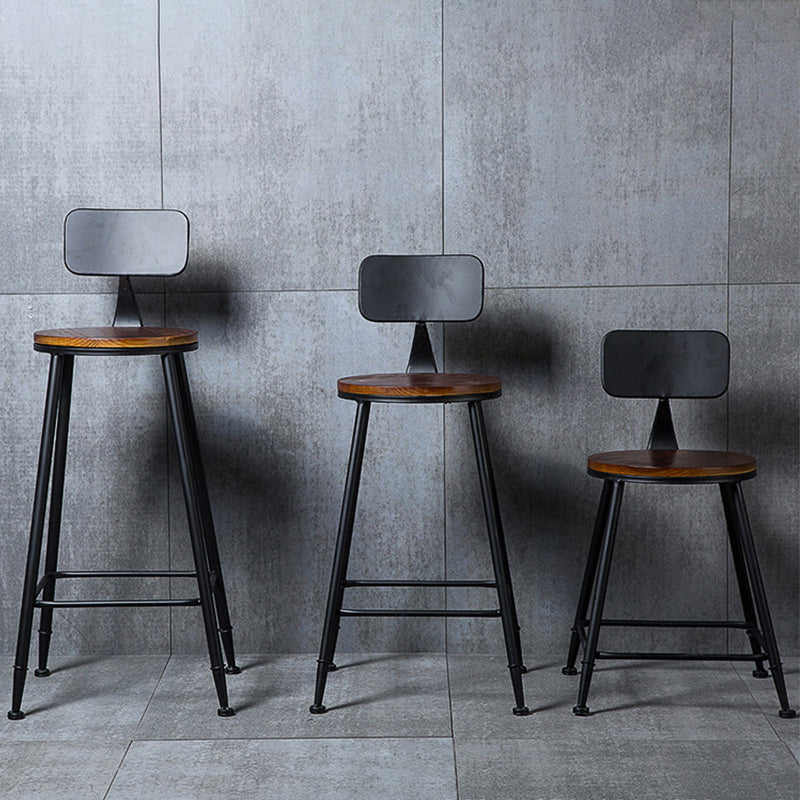 Contemporary Metal Dining Stools Round Bar Stools with Footrest