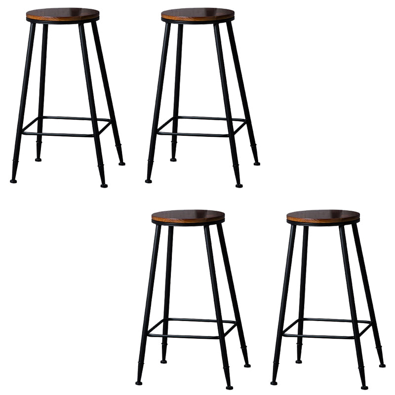 Contemporary Metal Dining Stools Round Bar Stools with Footrest