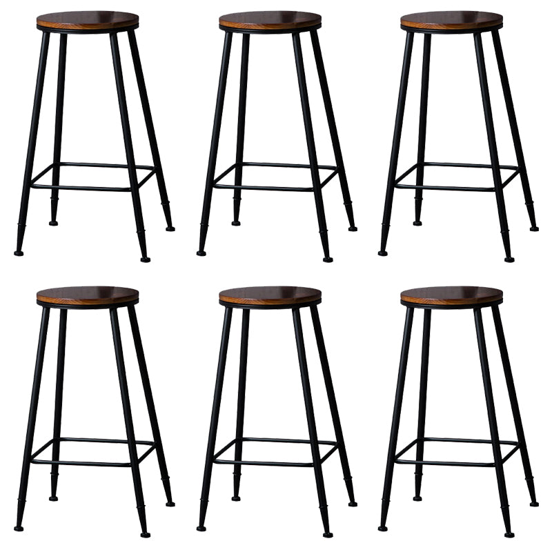 Contemporary Metal Dining Stools Round Bar Stools with Footrest