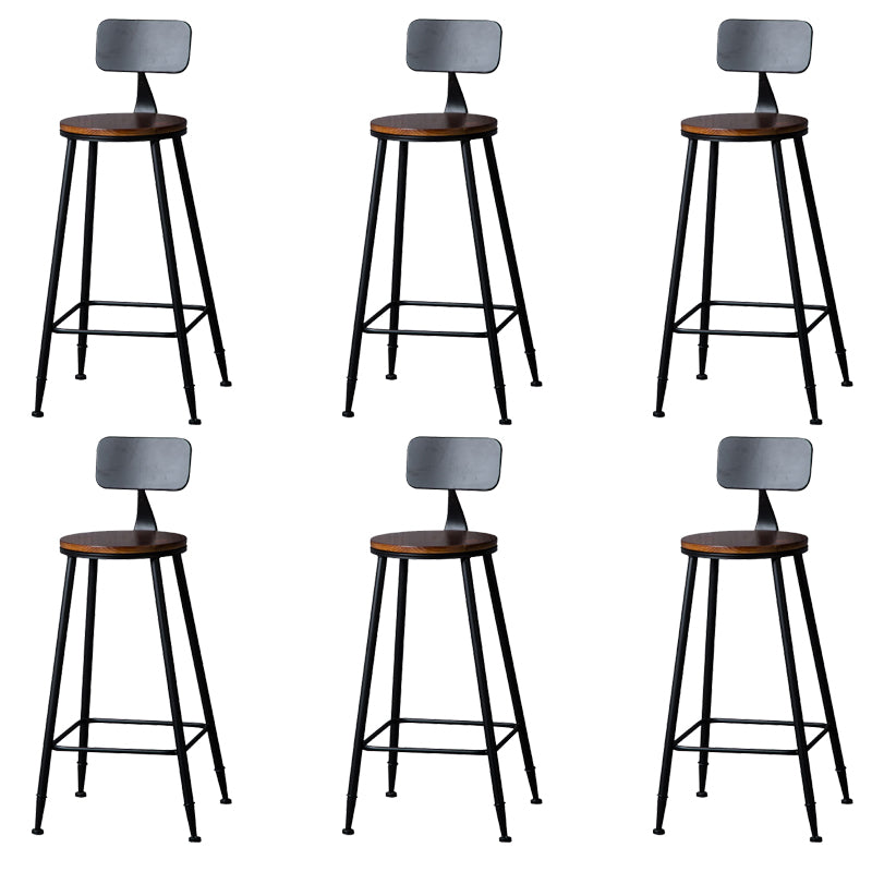 Contemporary Metal Dining Stools Round Bar Stools with Footrest