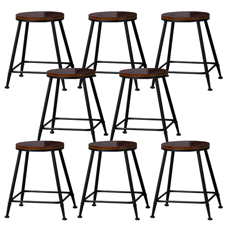 Contemporary Metal Dining Stools Round Bar Stools with Footrest