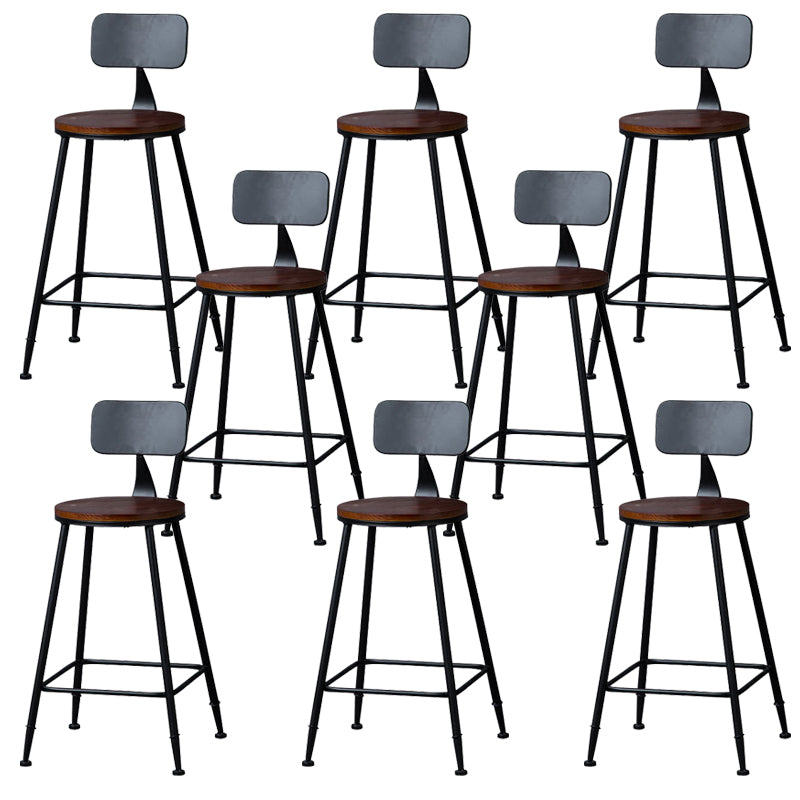 Contemporary Metal Dining Stools Round Bar Stools with Footrest