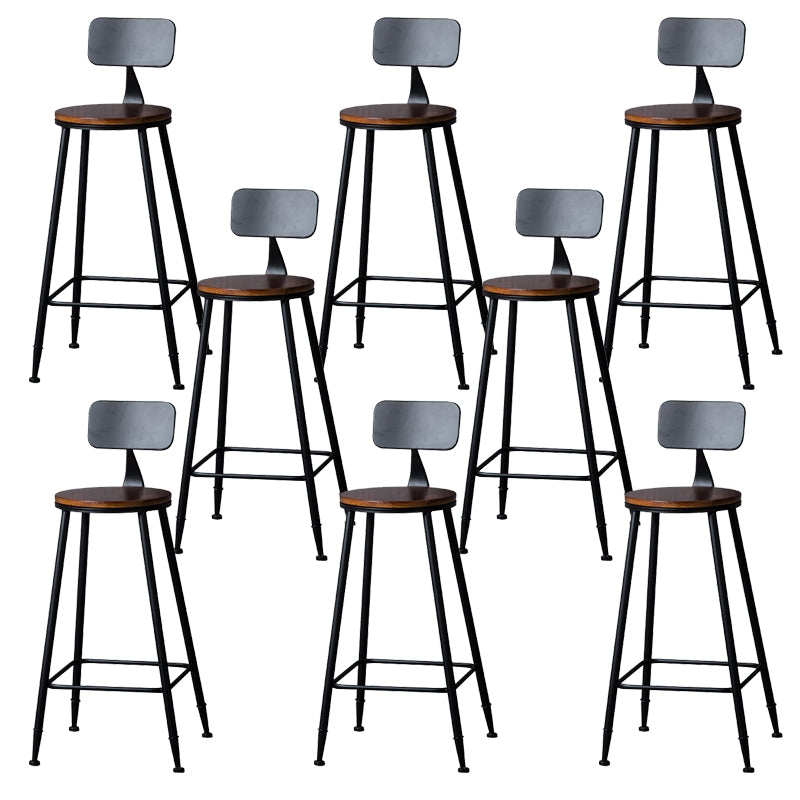 Contemporary Metal Dining Stools Round Bar Stools with Footrest