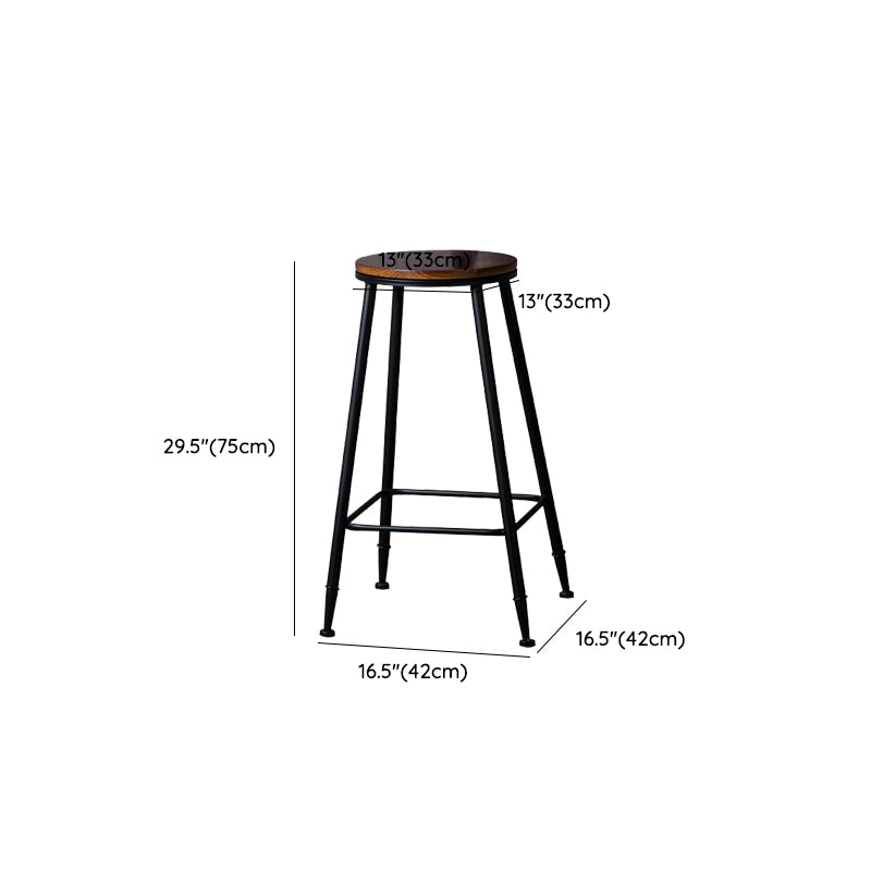 Contemporary Metal Dining Stools Round Bar Stools with Footrest