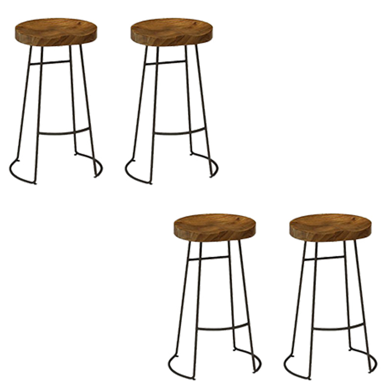 Contemporary Backless Dining Stools Solid Wood Bar Stools with Footrest