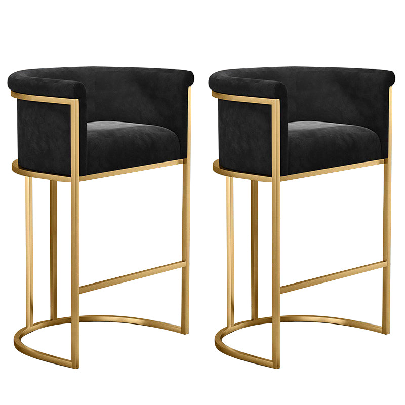 Glam Low Back Dining Stools Bucket Bar Stools with Metal Legs