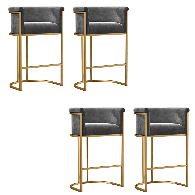 Glam Low Back Dining Stools Bucket Bar Stools with Metal Legs