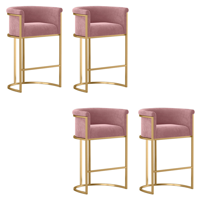 Glam Low Back Dining Stools Bucket Bar Stools with Metal Legs