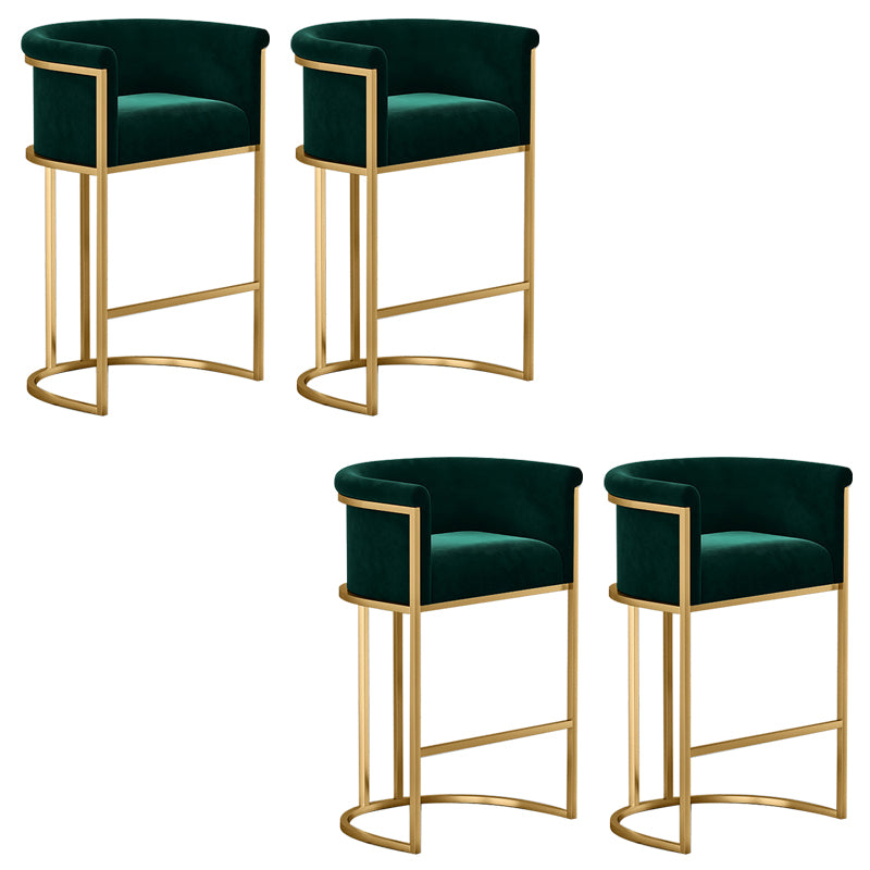 Glam Low Back Dining Stools Bucket Bar Stools with Metal Legs