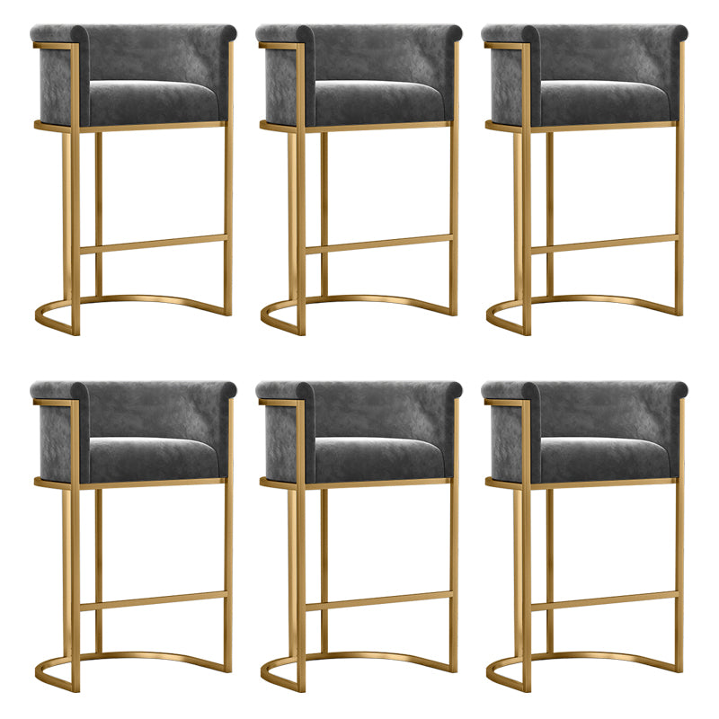 Glam Low Back Dining Stools Bucket Bar Stools with Metal Legs