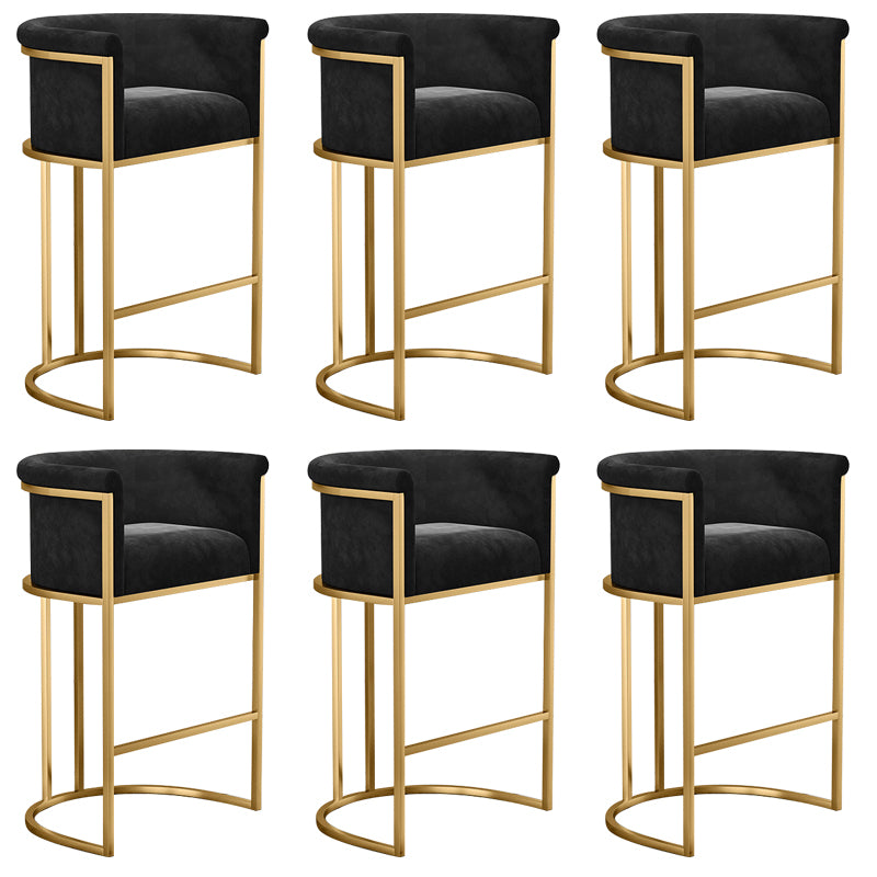 Glam Low Back Dining Stools Bucket Bar Stools with Metal Legs