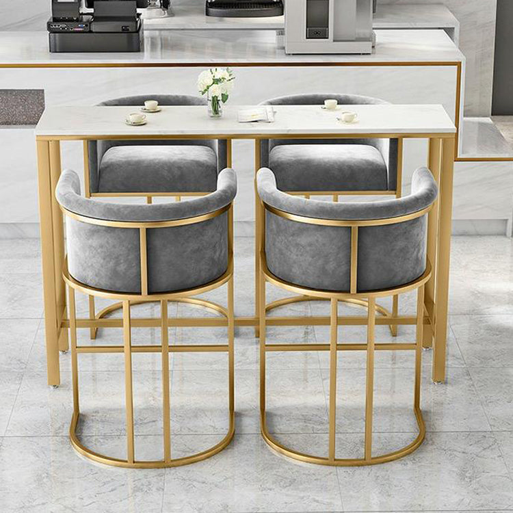 Glam Low Back Dining Stools Bucket Bar Stools with Metal Legs