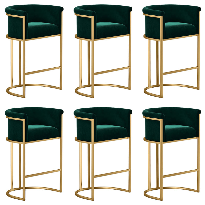 Glam Low Back Dining Stools Bucket Bar Stools with Metal Legs