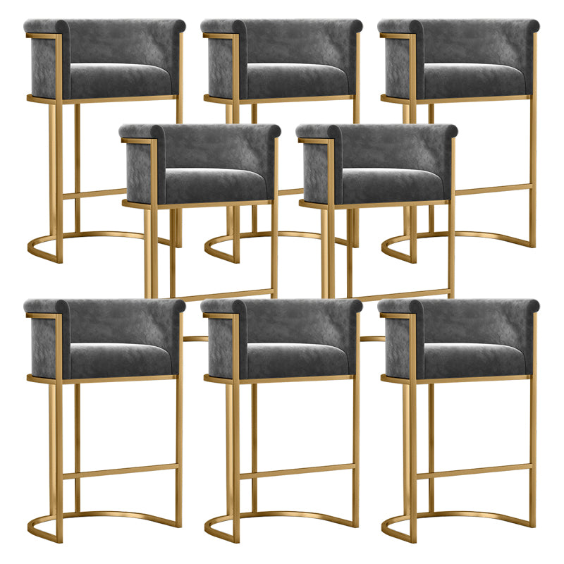 Glam Low Back Dining Stools Bucket Bar Stools with Metal Legs