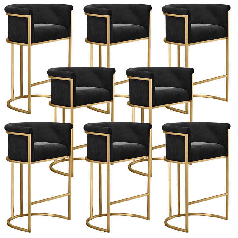 Glam Low Back Dining Stools Bucket Bar Stools with Metal Legs
