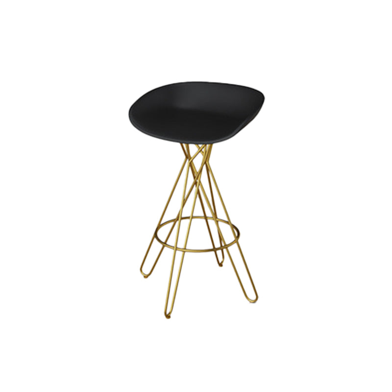 Glam Metal Bar Stools Low Back Dining Stools with Metal Legs