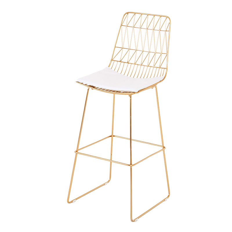 Glam Metal Bar Stools Low Back Dining Stools with Metal Legs