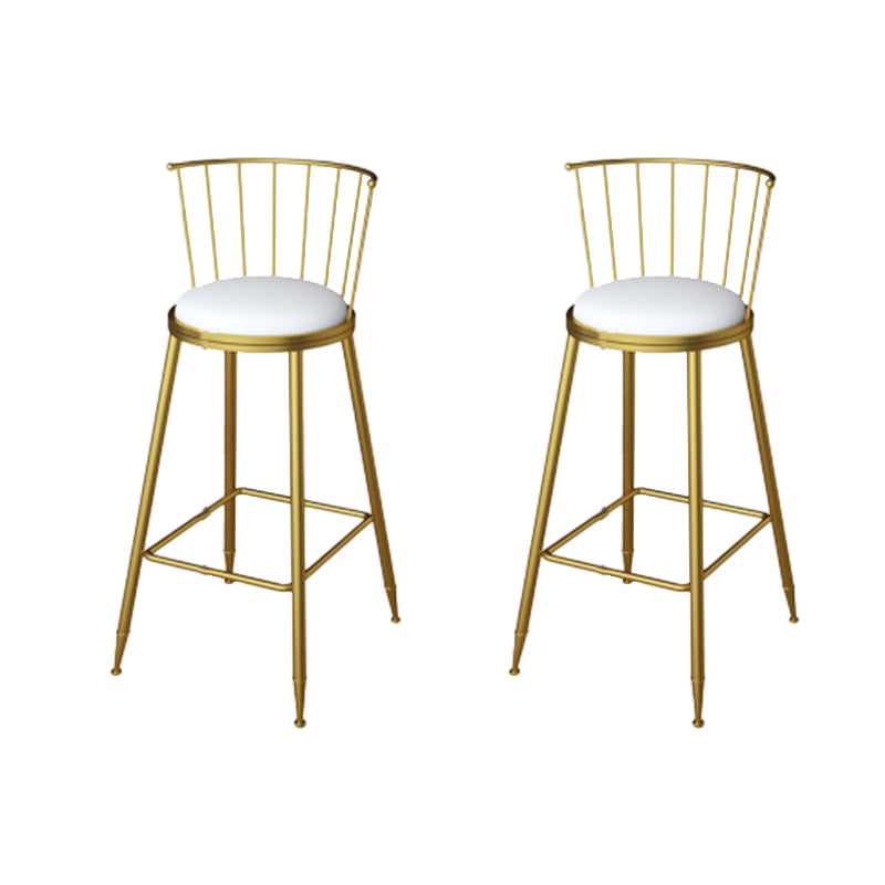 Glam Metal Bar Stools Low Back Dining Stools with Metal Legs