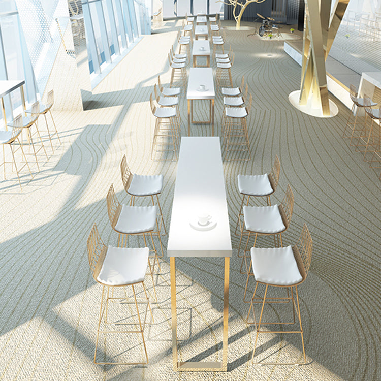 Glam Metal Bar Stools Low Back Dining Stools with Metal Legs