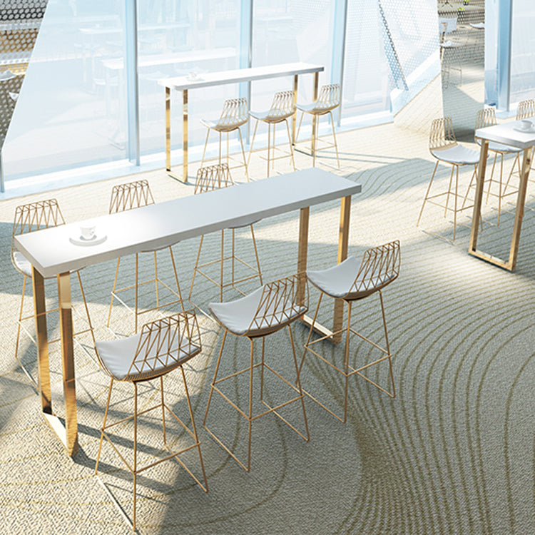 Glam Metal Bar Stools Low Back Dining Stools with Metal Legs