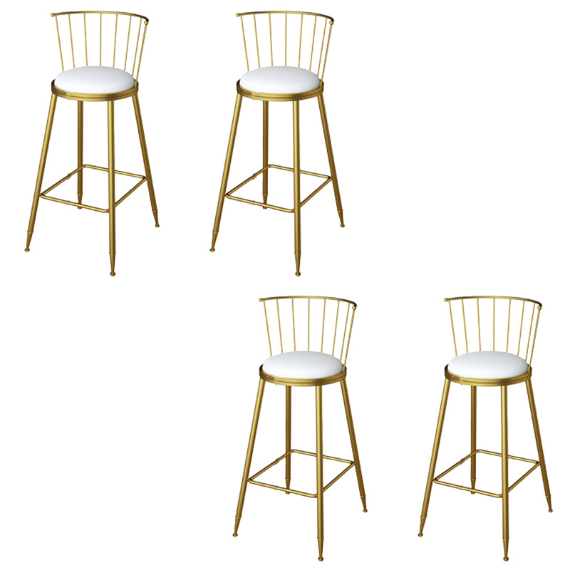 Glam Metal Bar Stools Low Back Dining Stools with Metal Legs