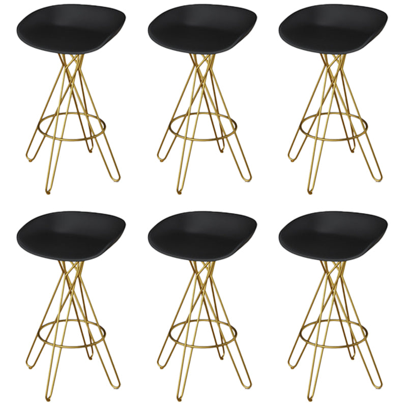 Glam Metal Bar Stools Low Back Dining Stools with Metal Legs