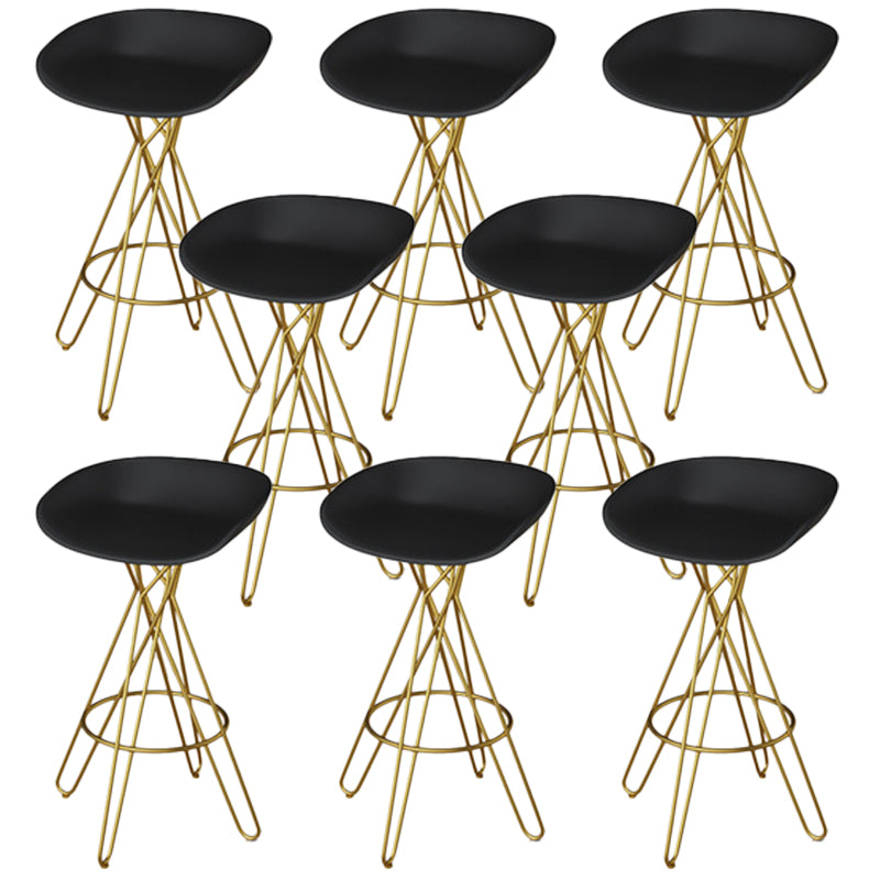 Glam Metal Bar Stools Low Back Dining Stools with Metal Legs