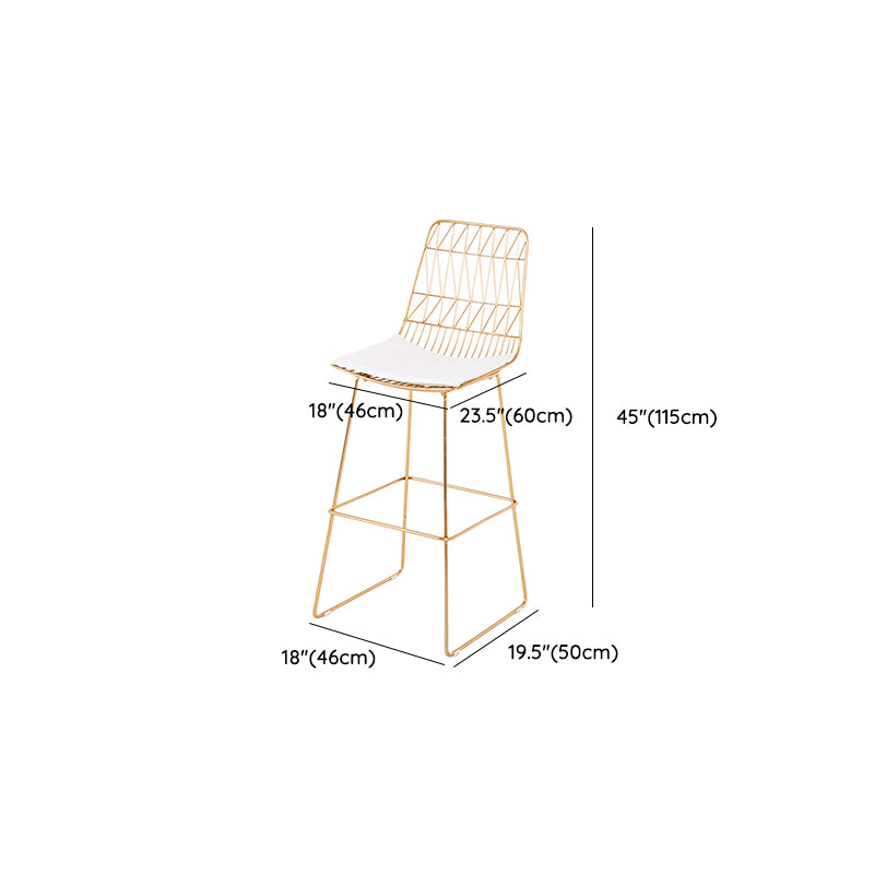 Glam Metal Bar Stools Low Back Dining Stools with Metal Legs