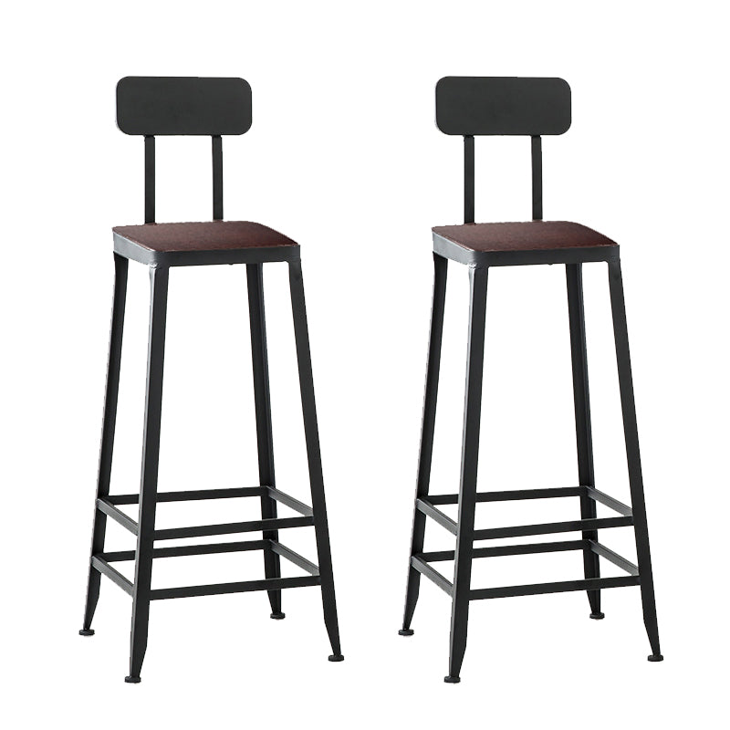 Contemporary Square Dining Stools Metal Bar Stools with Footrest
