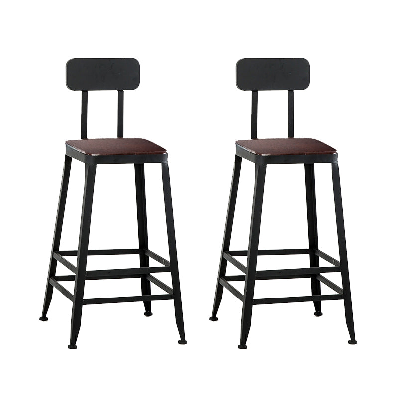 Contemporary Square Dining Stools Metal Bar Stools with Footrest