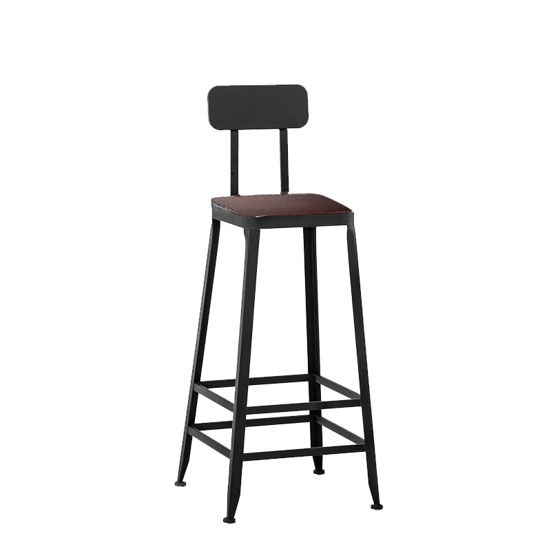Contemporary Square Dining Stools Metal Bar Stools with Footrest