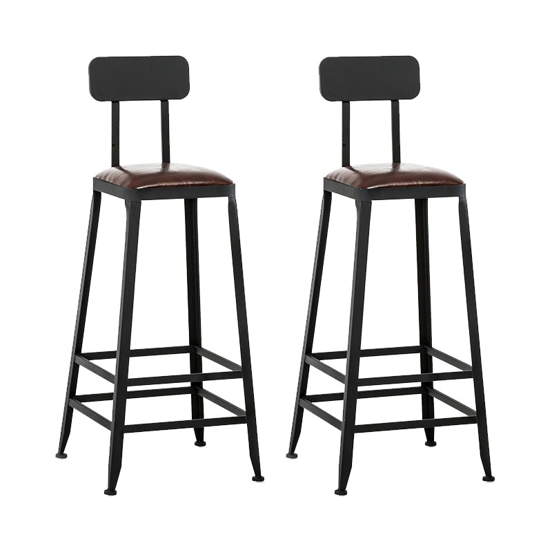 Contemporary Square Dining Stools Metal Bar Stools with Footrest